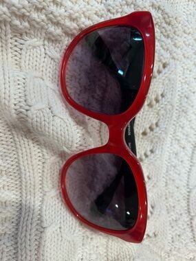 Elie Tahari Red Cat-Eye Women's Sunglasses with Dark Lenses